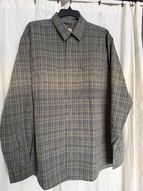 Red Head Bass Pro Sage Green Plaid Button Up Shirt LG